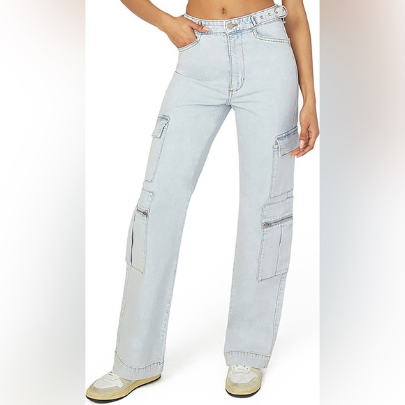 WEWOREWHAT Women’s Utility High Rise Straight Jeans Super Light Sz 24 - Picture 1 of 10
